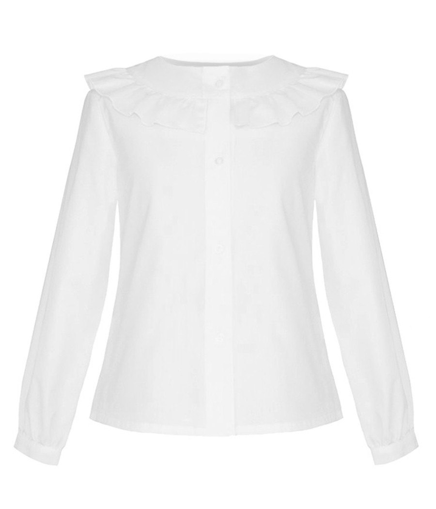 Biała bluzka dla dziewczynki z ozdobną falbanką - minimi