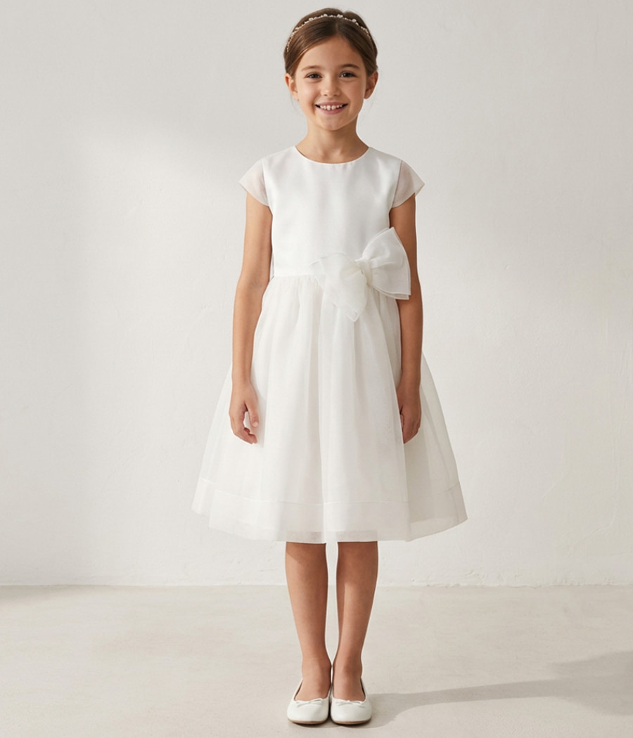 Sukienka elegancka dla dziewczynki 92-158 z kokardą - minimi