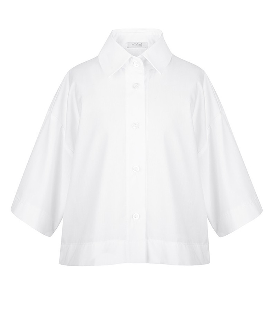 Biała bluzka o krótszym kroju dla dziewczynki - minimi