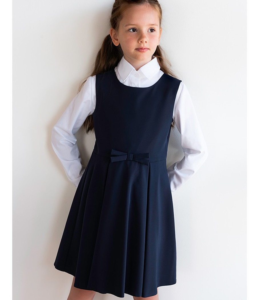 Sukienka princeska granatowa szkolna z kokardką - minimi