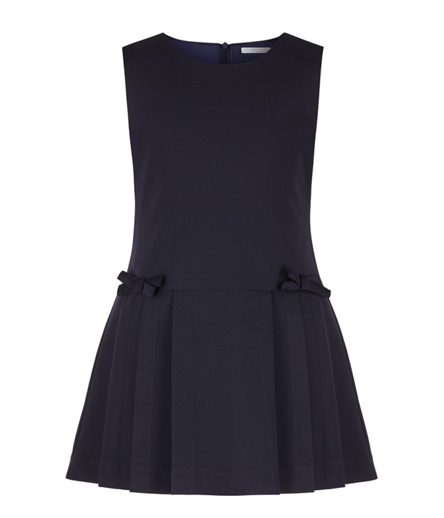 Sukienka granatowa szkolna dla dziewczynki z kokardkami - minimi