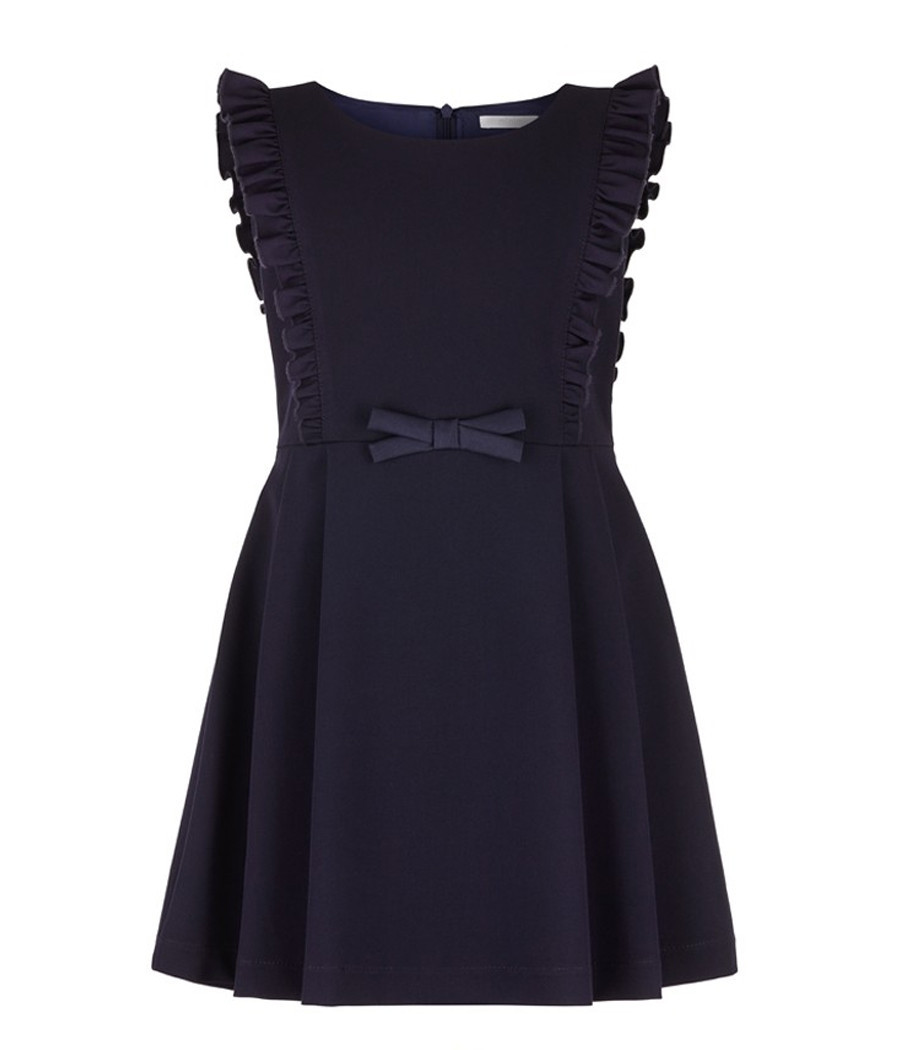 Granatowa princeska dla dziewczynki z falbankami - minimi