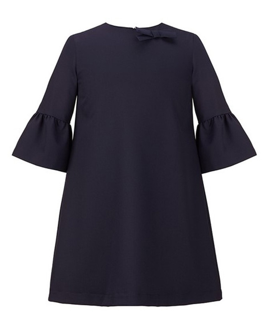 Granatowa sukienka szkolna z ozdobnym rękawkiem - minimi