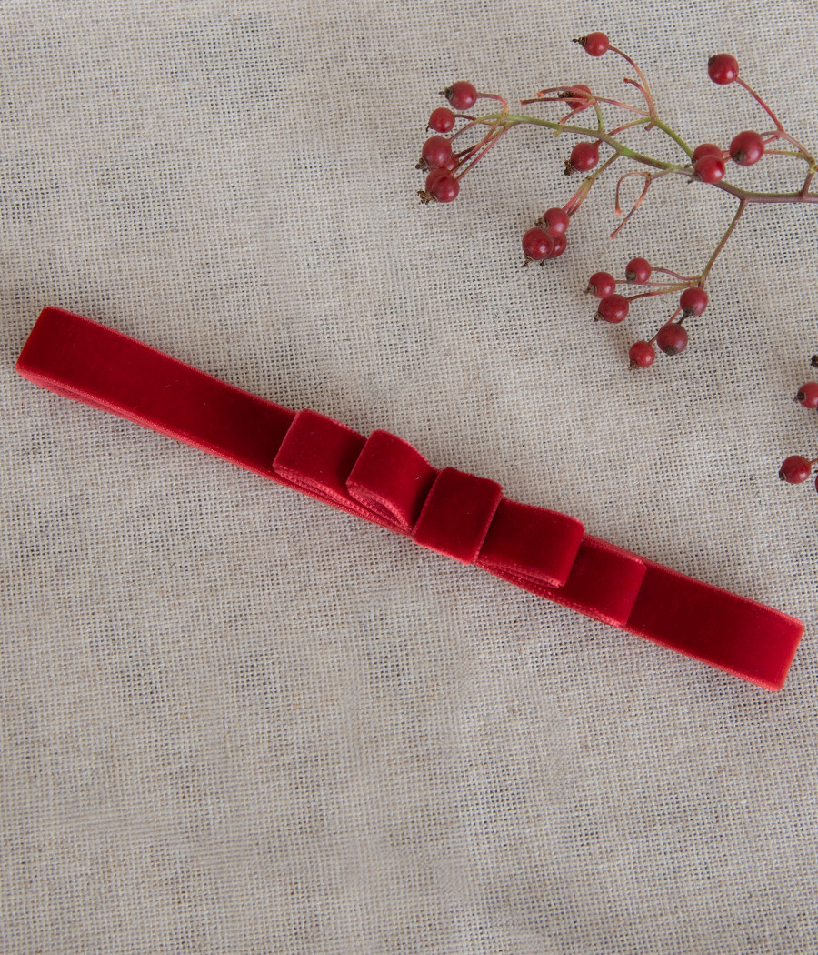 Opaska elastyczna z czerwonego aksamitu dla dziewczynki - minimi