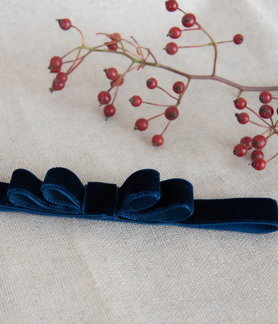 Opaska elastyczna z granatowego aksamitu dla dziewczynki - minimi