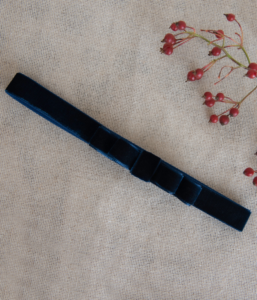 Opaska elastyczna z granatowego aksamitu dla dziewczynki - minimi