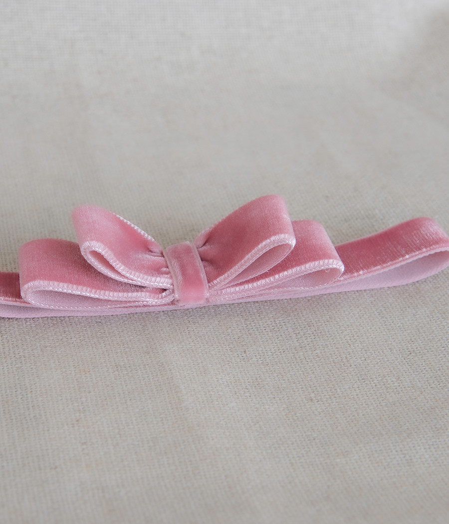 Opaska elastyczna z różowego aksamitu dla dziewczynki - minimi