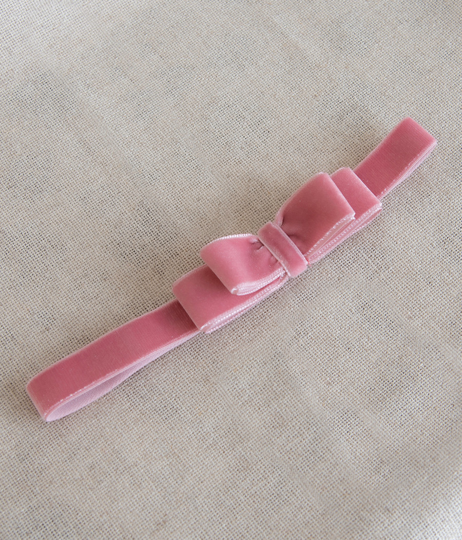 Opaska elastyczna z różowego aksamitu dla dziewczynki - minimi