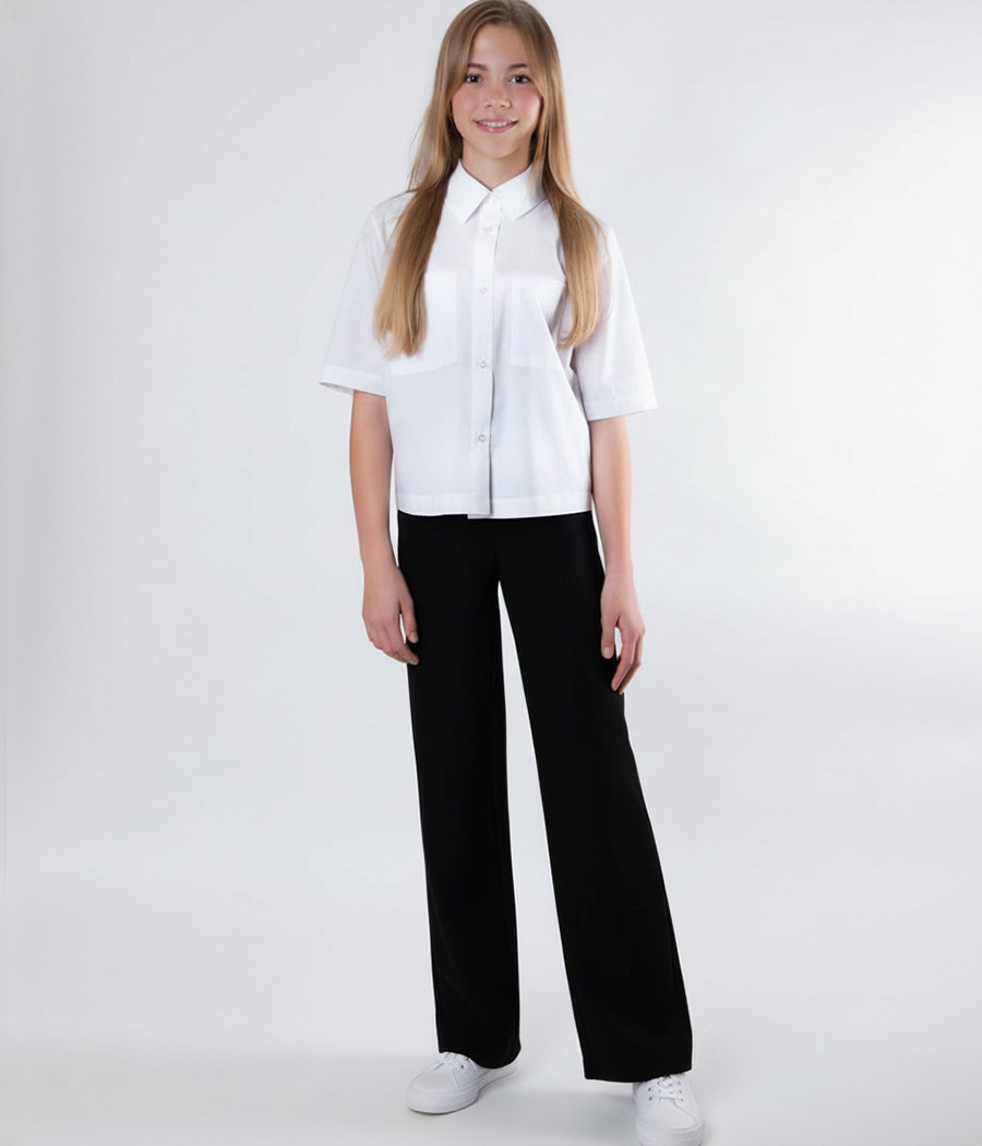 Czarne spodnie galowe z rozszerzaną nogawką dla dziewczynki - minimi