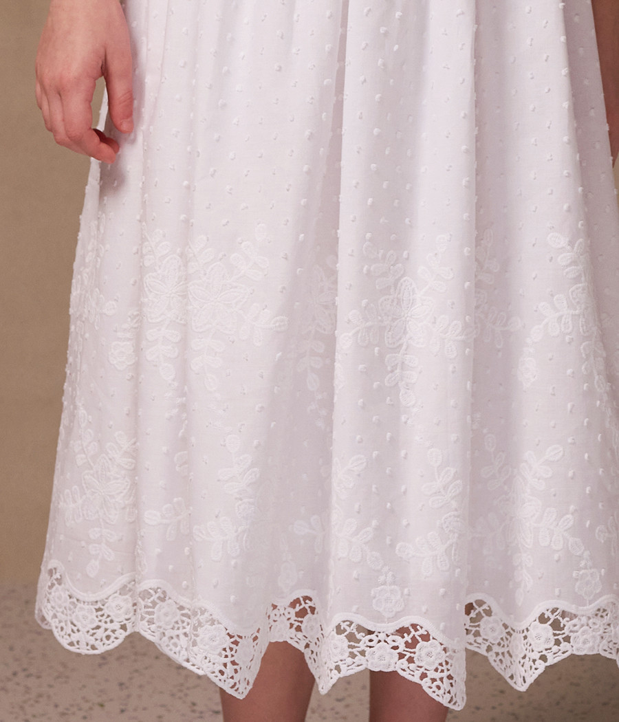 Sukienka pokomunijna dla dziewczynki bawełniana z koronką - minimi