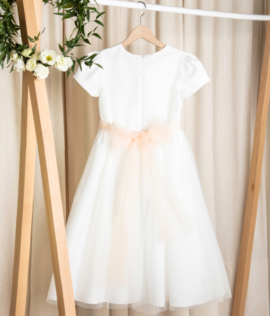 Sukienka tiulowa dla dziewczynki z różową szarfą - minimi