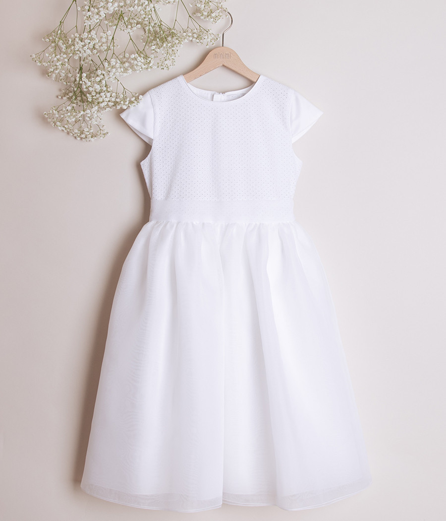 Pokomunijna sukienka dla dziewczynki w klasycznej bieli - minimi