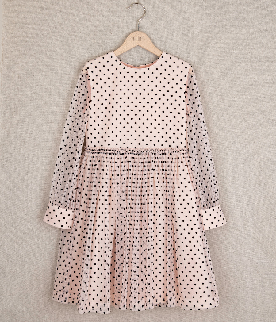 Sukienka elegancka tiulowa różowa dla dziewczynki - minimi