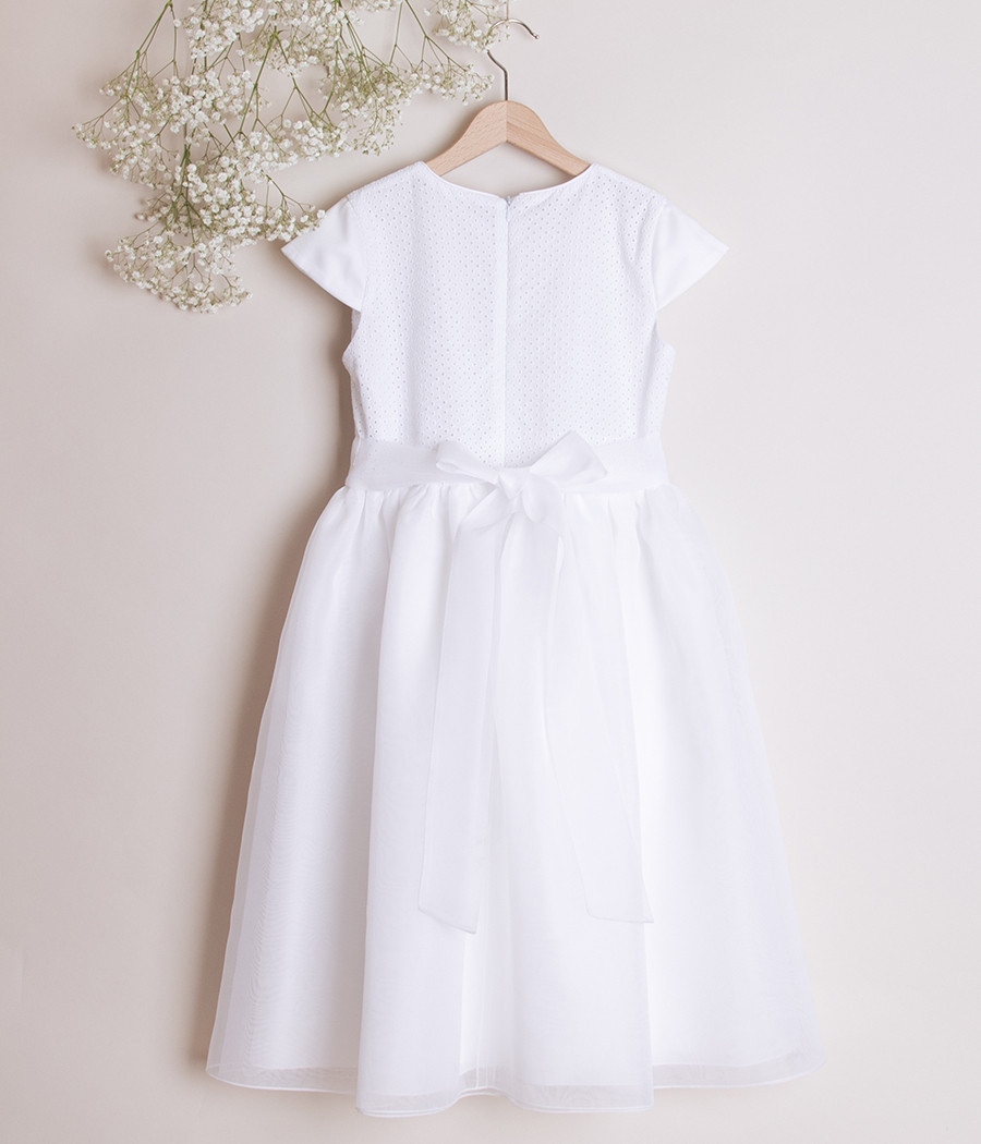 Pokomunijna sukienka dla dziewczynki w klasycznej bieli - minimi