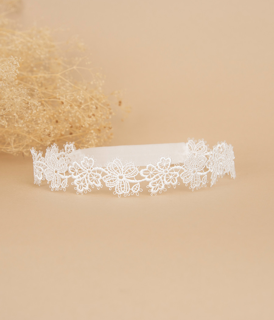 Opaska koronkowa śmietankowa elastyczna - minimi