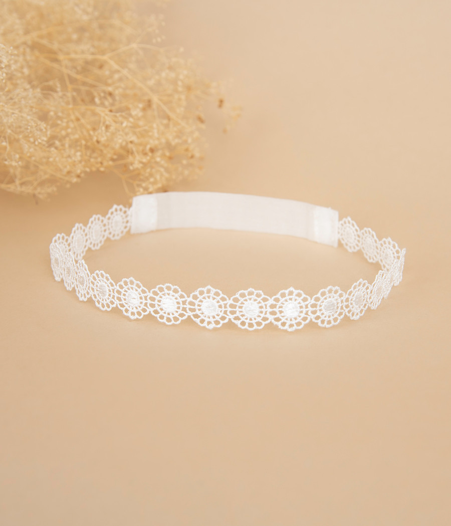 Opaska koronkowa śmietankowa elastyczna - minimi