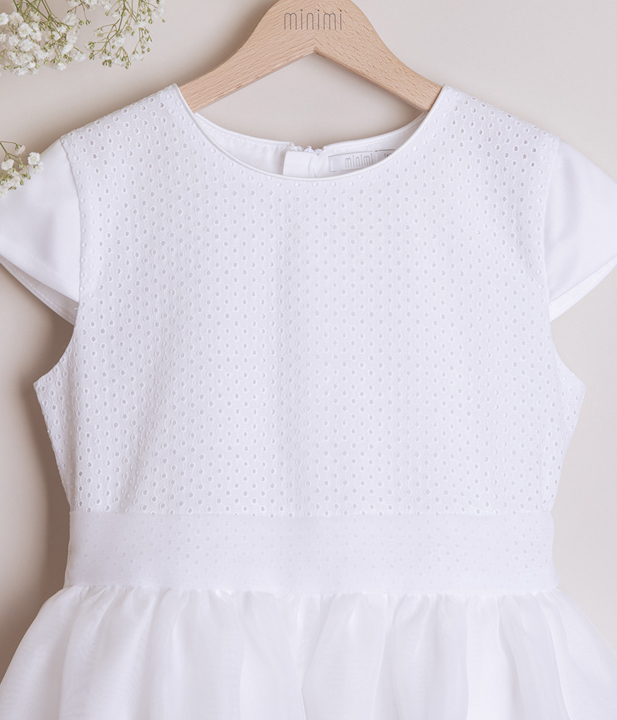 Pokomunijna sukienka dla dziewczynki w klasycznej bieli - minimi