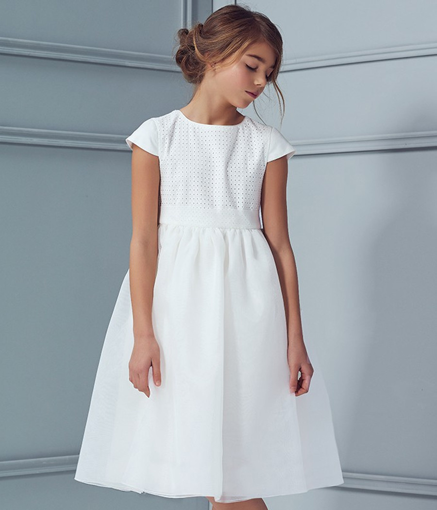 Pokomunijna sukienka dla dziewczynki w klasycznej bieli - minimi