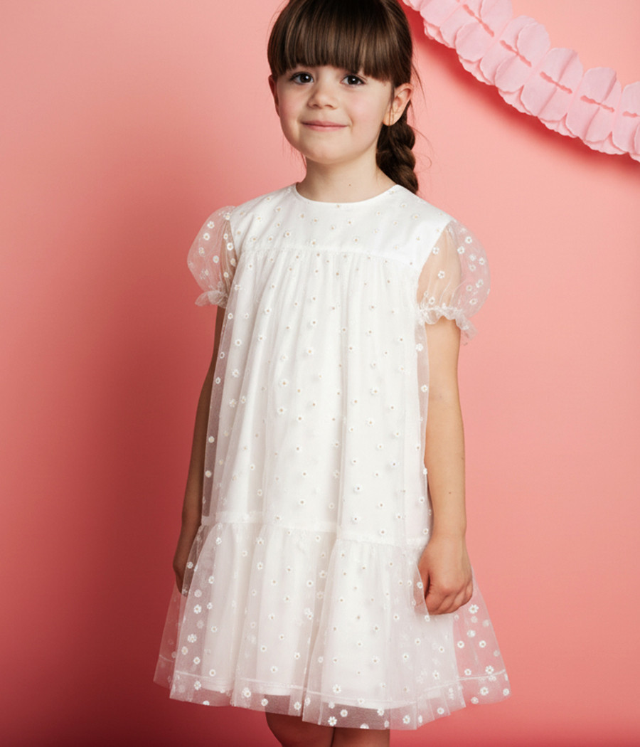 Sukienka tiulowa dla dziewczynki w stokrotki - minimi