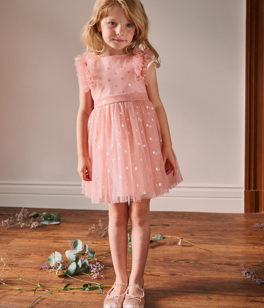 Sukienka tiulowa różowa dla dziewczynki na wyjątkowe okazje - minimi