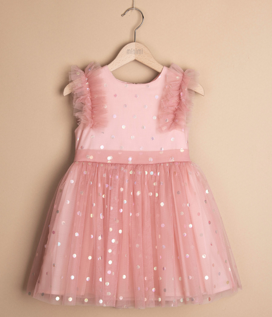 Sukienka tiulowa różowa dla dziewczynki na wyjątkowe okazje - minimi