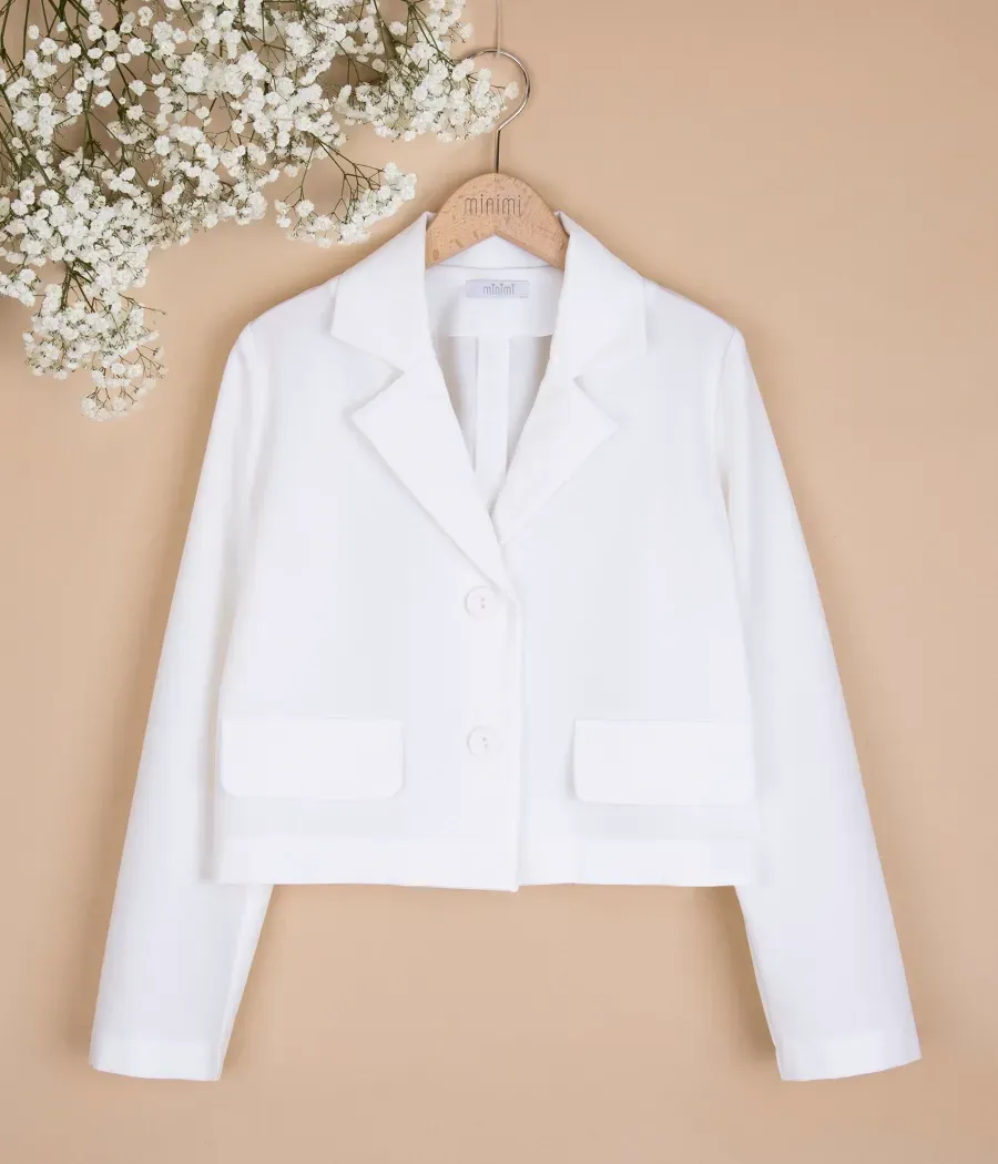 Marynarka o krótkim kroju dla dziewczynki śmietankowa - minimi