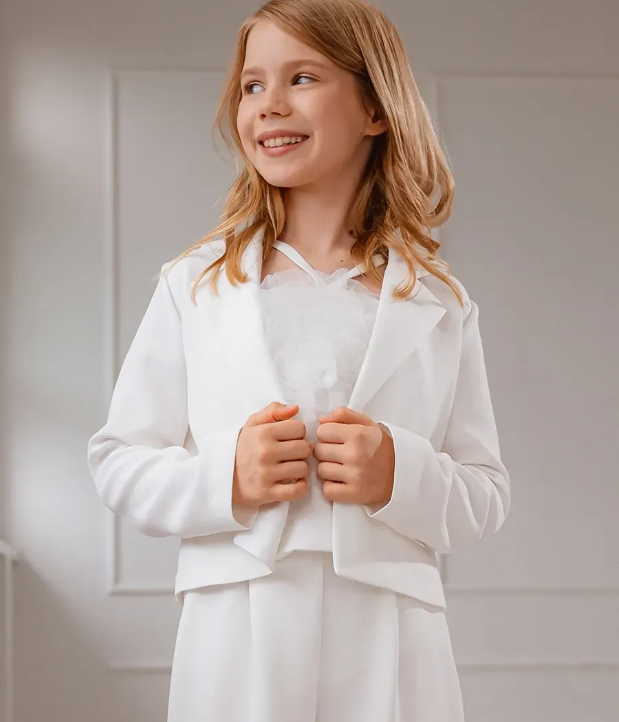 Marynarka o krótkim kroju dla dziewczynki śmietankowa - minimi