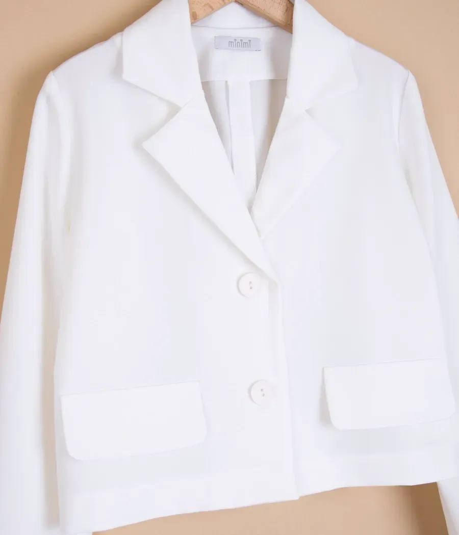 Marynarka o krótkim kroju dla dziewczynki śmietankowa - minimi