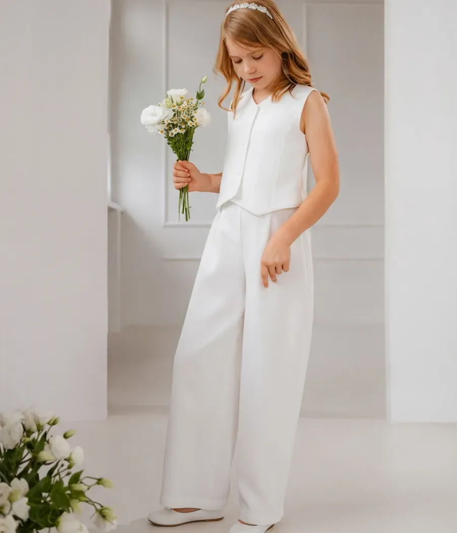 Komplet z kamizelką pokomunijny dla dziewczynki - minimi