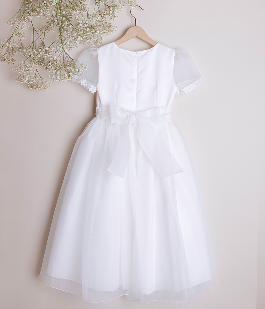 Sukienka pokomunijna biała dla dziewczynki - minimi
