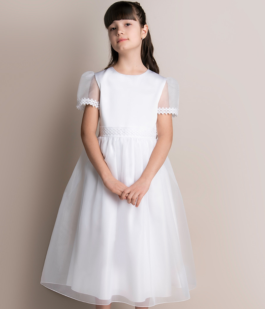 Sukienka pokomunijna biała dla dziewczynki - minimi