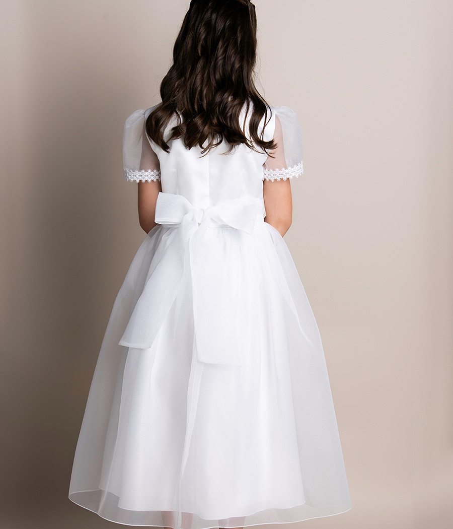 Sukienka pokomunijna biała dla dziewczynki - minimi