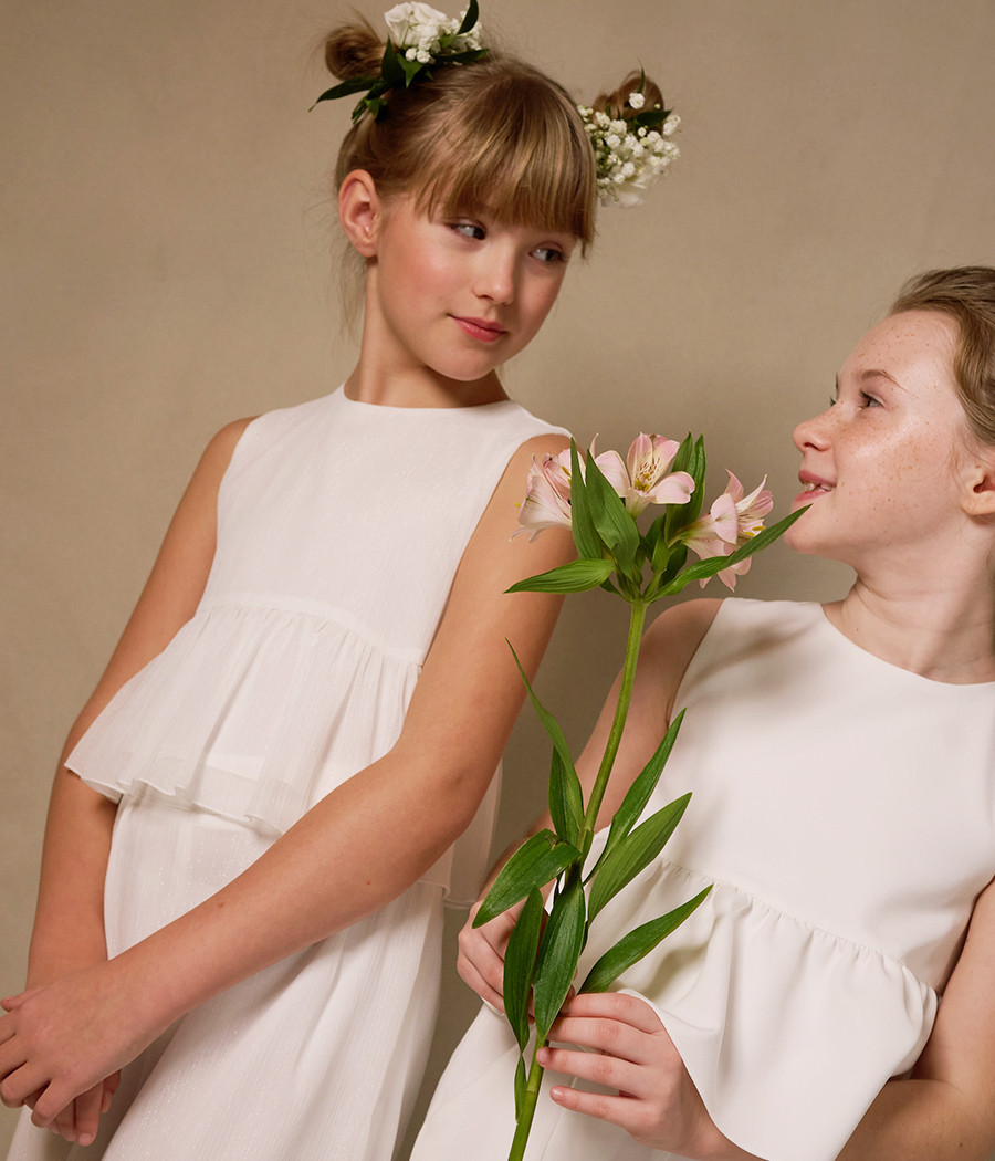 Komplet komunijny spodnie i bluzka z błyszczącej żorżety - minimi