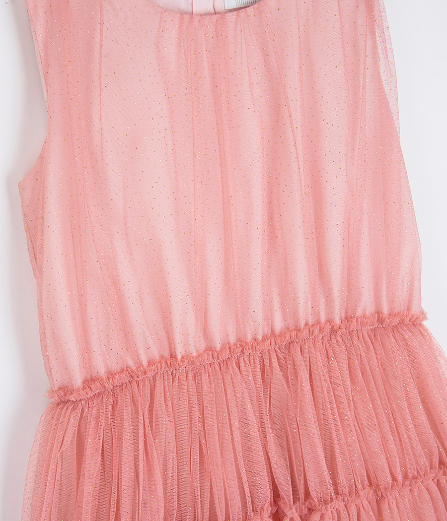 Sukienka tiulowa różowa z brokatem dla dziewczynki - minimi