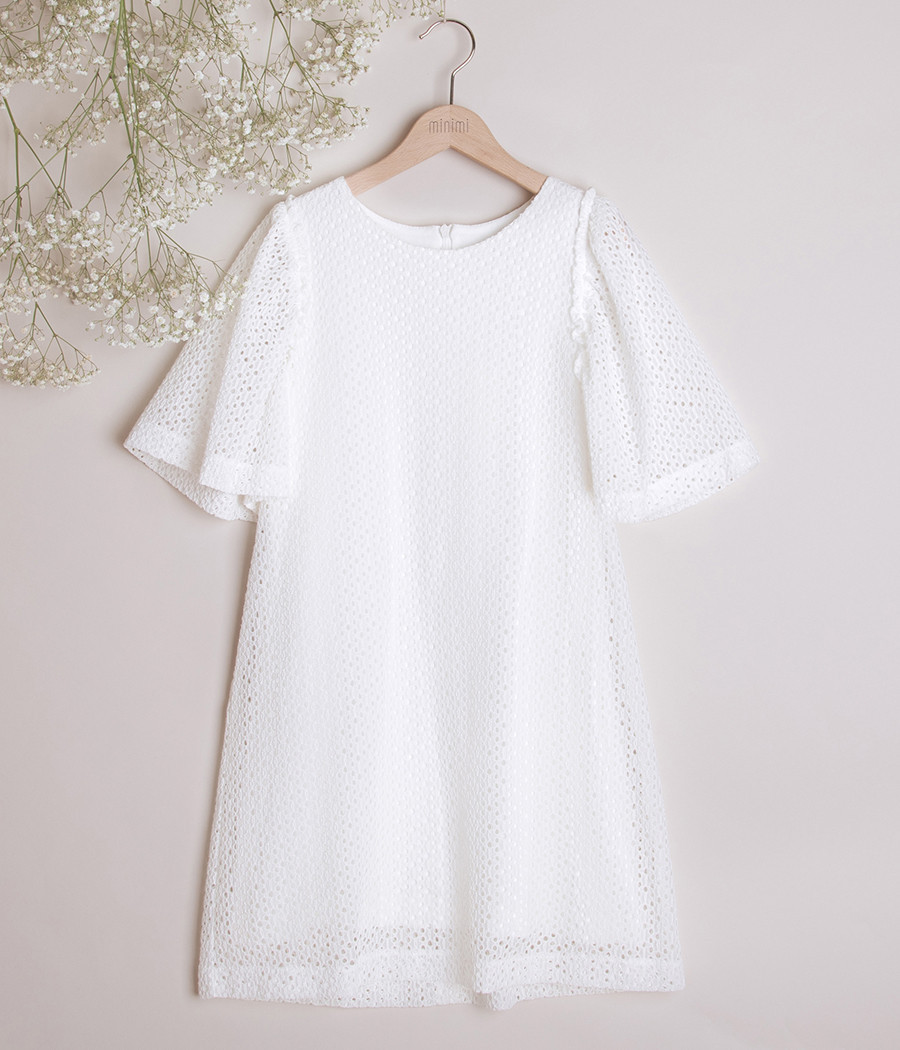 Sukienka pokomunijna o wygodnym kroju z szerokim rękawem - mnimi