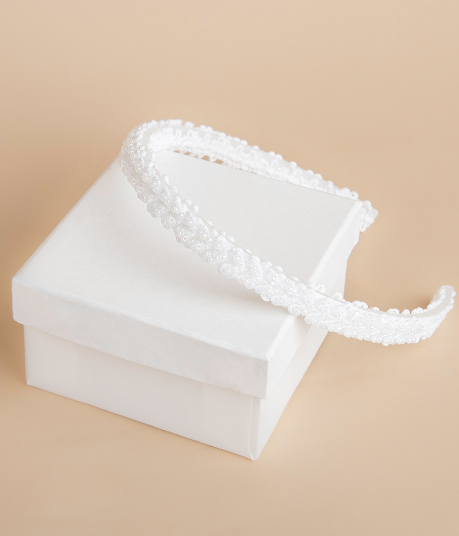 Opaska komunijna dla dziewczynki z koralikami - minimi