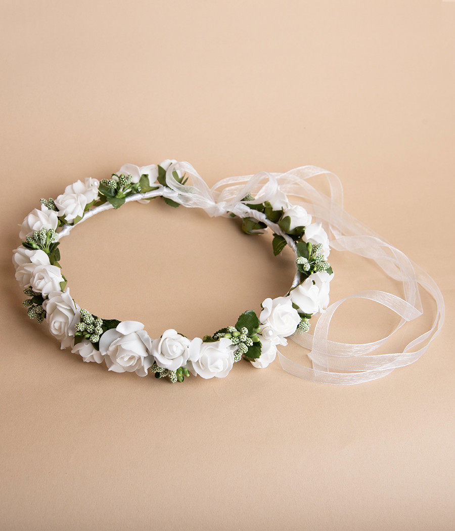 Wianek komunijny z różyczkami - minimi