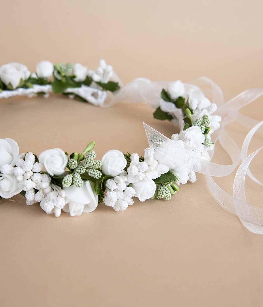 Wianek do Komunii z różyczkami regulowany - minimi