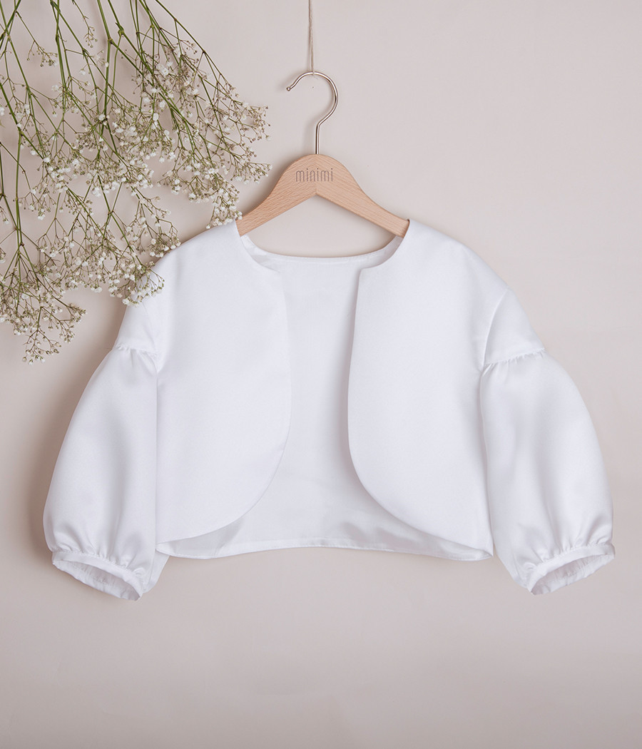 Bolerko komunijne satynowe z bufką - minimi