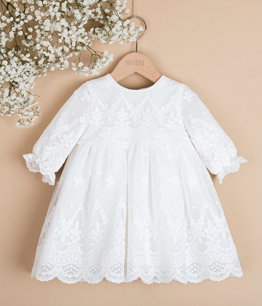 Sukienka koronkowa premium do chrztu dla dziewczynki - minimi