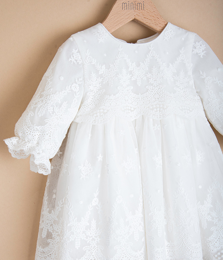 Sukienka koronkowa premium do chrztu dla dziewczynki - minimi