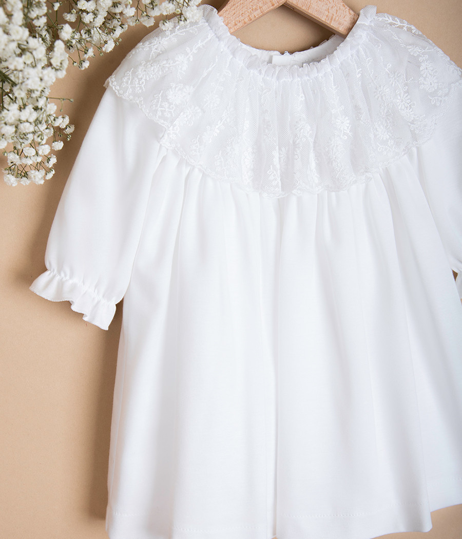 Sukienka niemowlęca biała dla dziewczynki Helenka - minimi