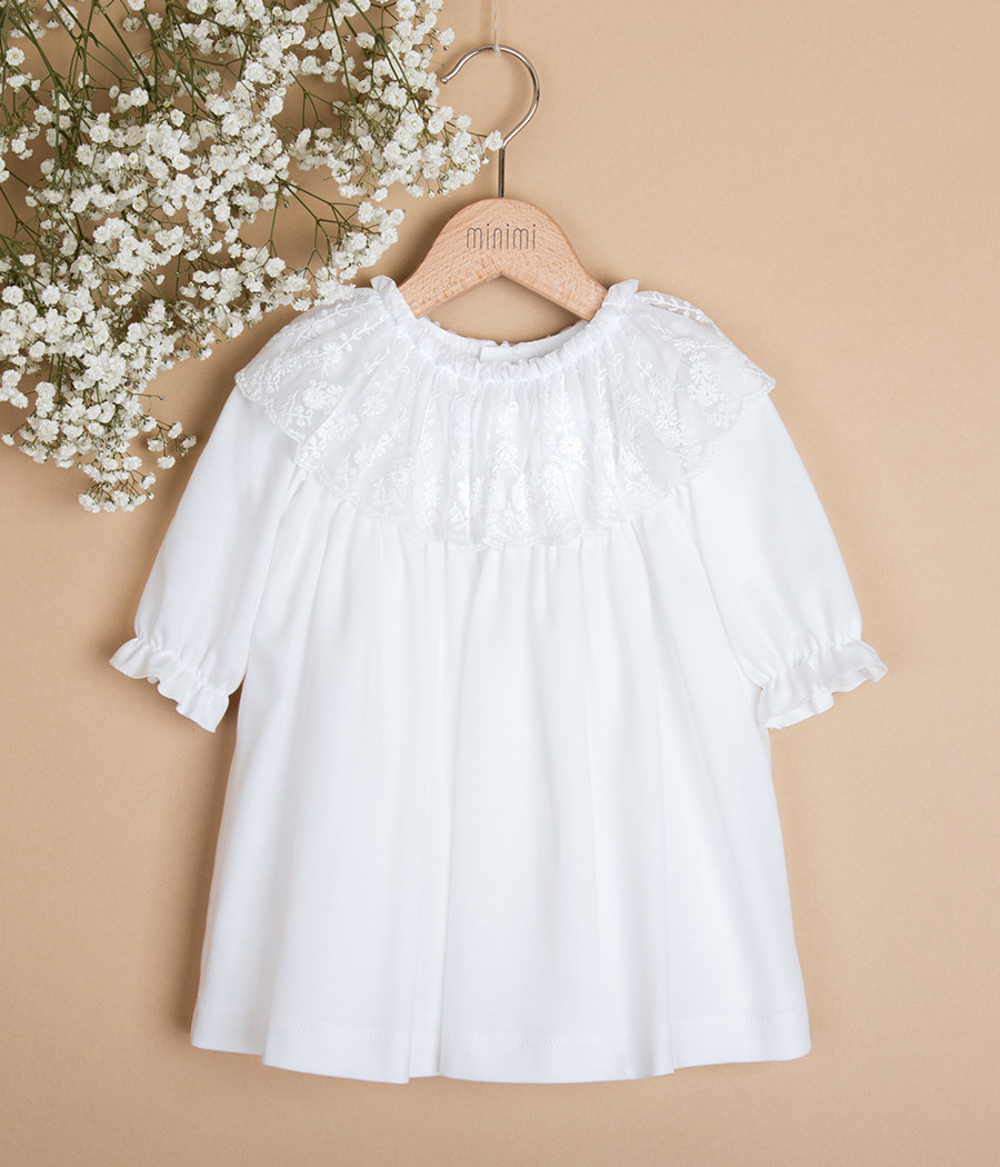 Sukienka niemowlęca biała dla dziewczynki Helenka - minimi