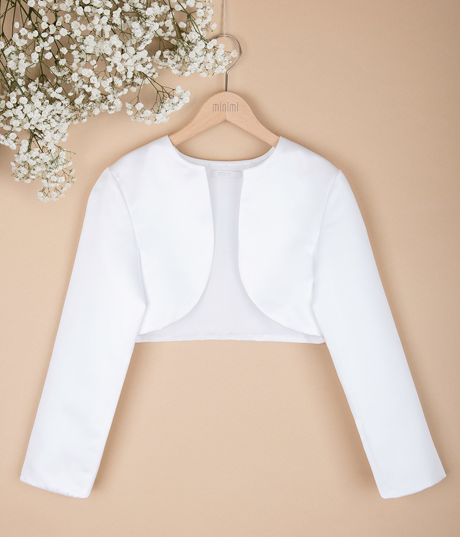 Bolerko komunijne satynowe z długim rękawem - minimi