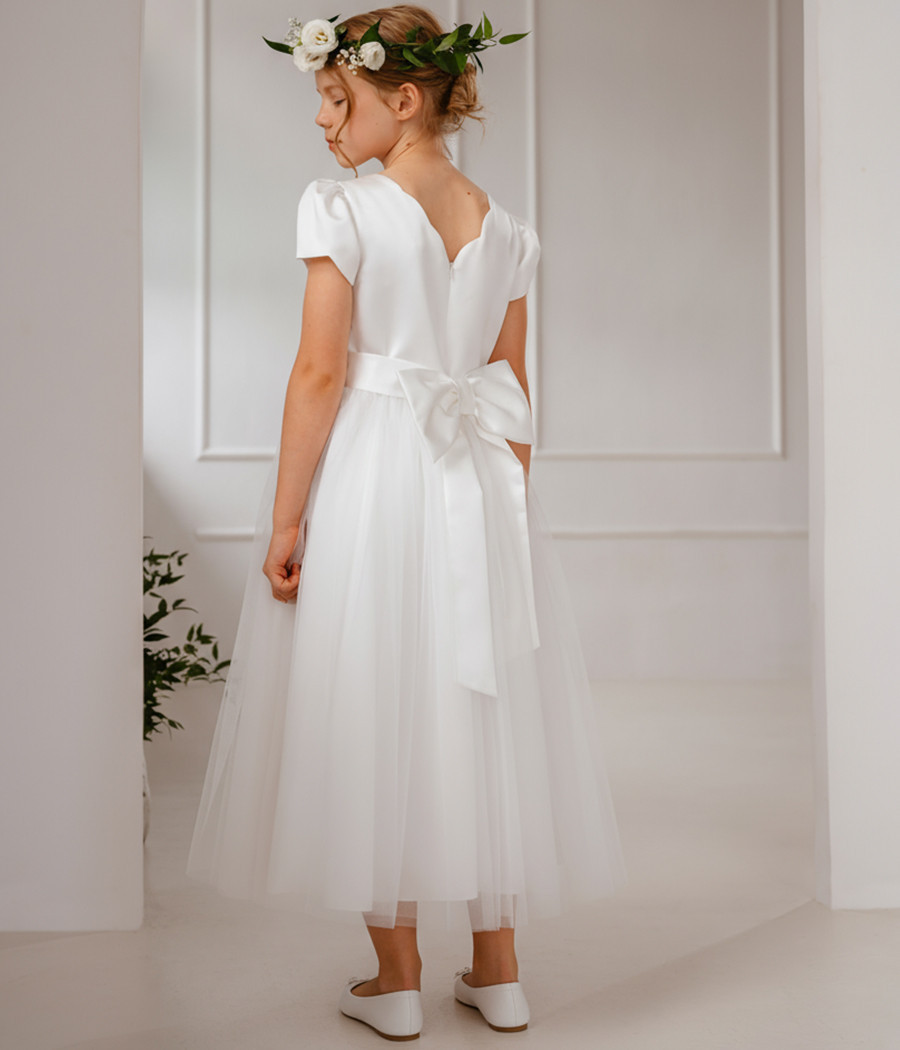 Sukienka komunijna z satynową górą i tiulem Liliana - minimi