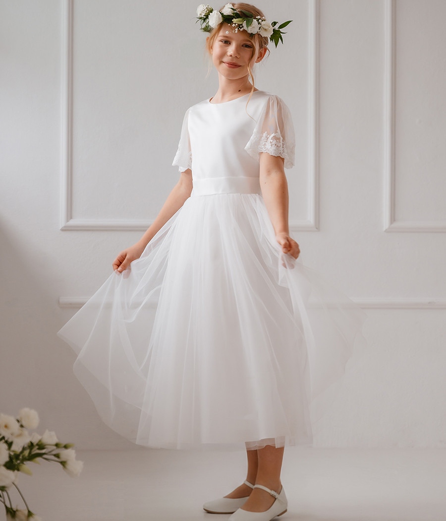 Sukienka komunijna z koronkowym rękawkiem Laura - minimi