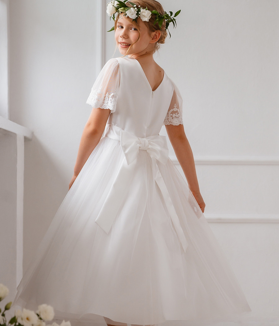 Sukienka komunijna z koronkowym rękawkiem Laura - minimi