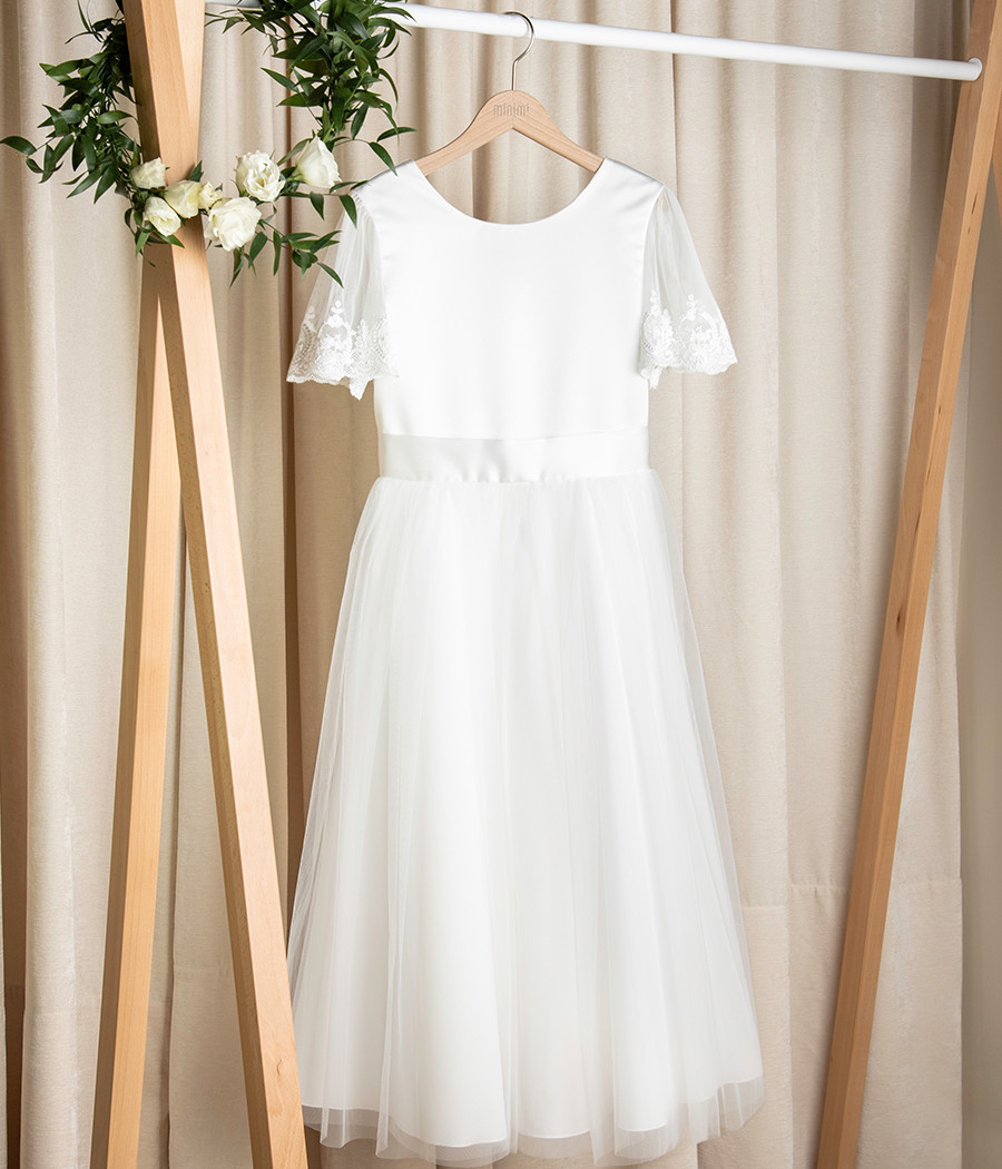 Sukienka komunijna z koronkowym rękawkiem Laura - minimi