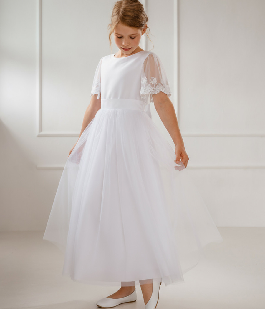 Sukienka komunijna z koronkowym rękawkiem Laura - minimi