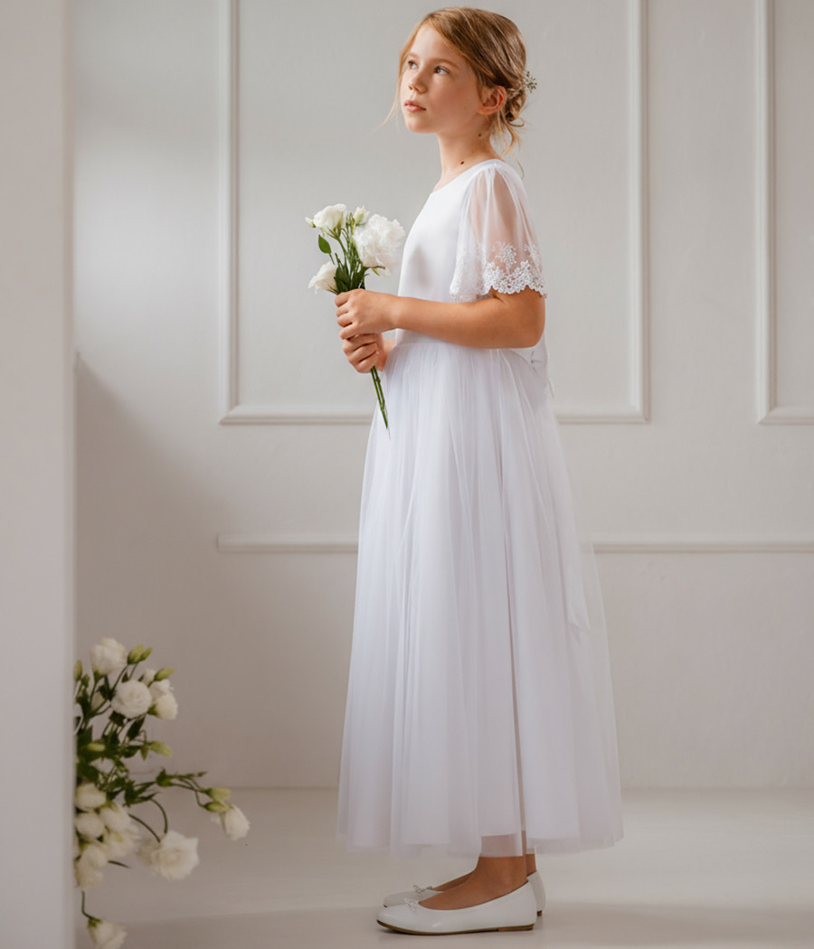 Sukienka komunijna z koronkowym rękawkiem Laura - minimi